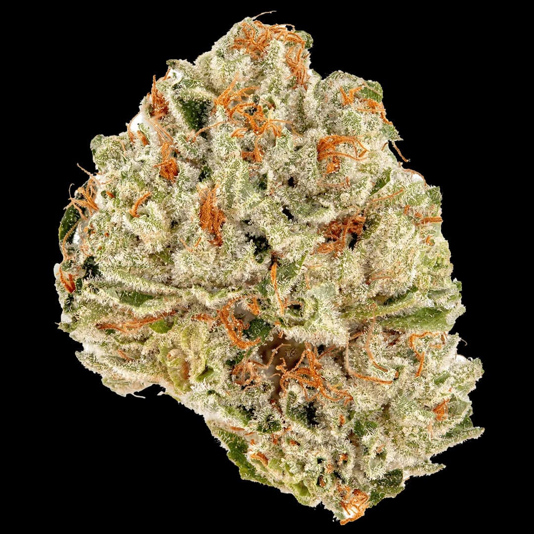 Illustrative cannabis photo from Leafly; not a verified Blue Power specimen