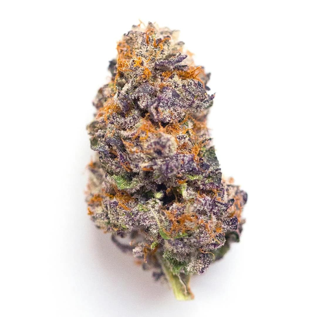 Illustrative cannabis photo from Leafly; not a verified Mendocino Purps specimen